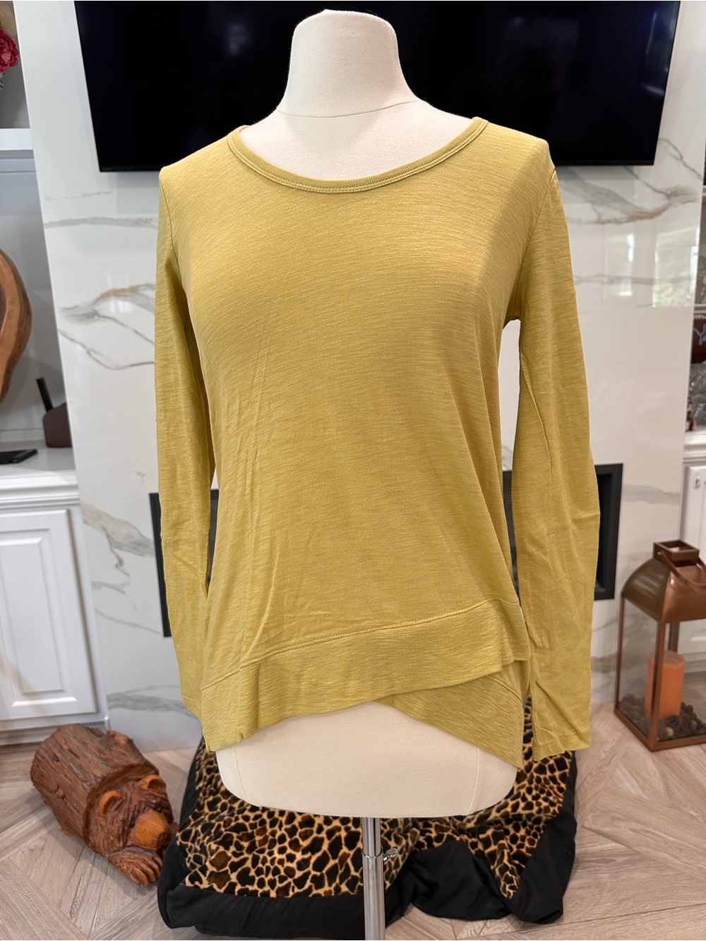 sundace light Olive Long-Sleeve Layered Hem Tee